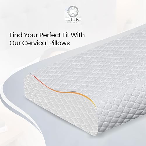 Image of Memory Foam Baby Pillow, Ergonomic Therapy Design for Kids Neck Support, Breathable Washable Cover, Cervical Relief for Stiff Joints and Snoring, 42 x 26 x 6 cm,White
