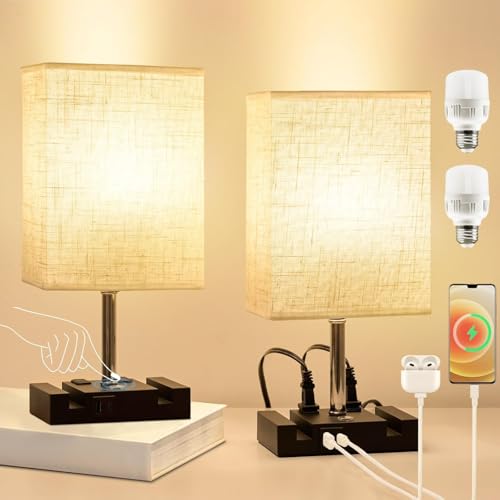 La mejor comparación de Buros Baratos más recomendados. 50 Lámparas de Mesa Recamara y Buró Contiene Bombilla,Lámpara de Mesita Control Táctil, 2 Puertos USB (A+C) y 2 Salidas de CA,3 Niveles de Brillo, Lámpara de Escritorio Regulable...
