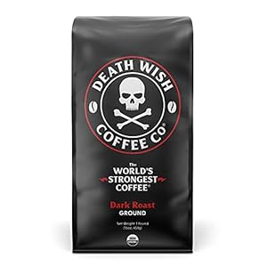Death Wish Coffee Dark Roast Grounds – 16 Oz – Extra Kick of Caffeine – Bold & Intense Blend of Arabica & Robusta Beans…