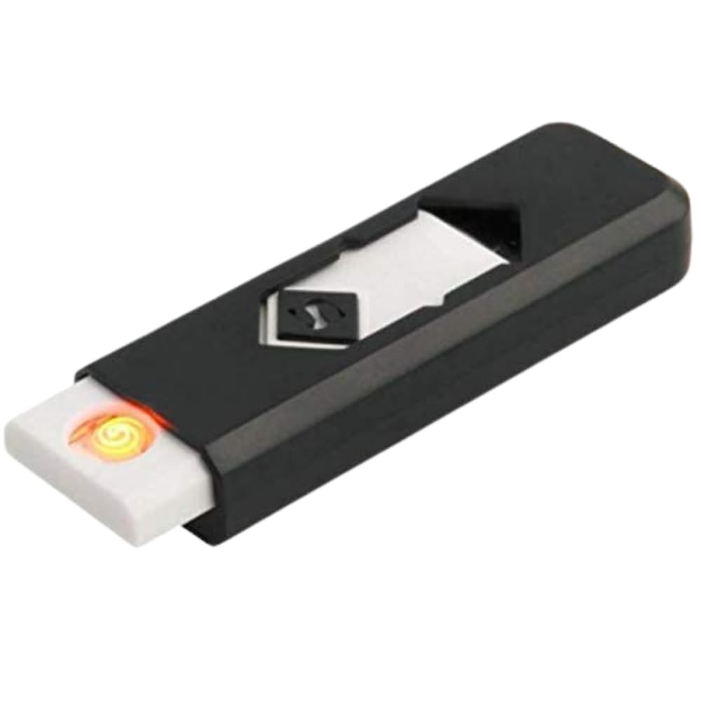 Hoji USB Cigarette Lighter Electronic Rechargeable Windproof Flameless Environment Friendly Pocket Size Compact Easy to Carry Light Weight Specially During Heavy Wind (Black & White)-image-9