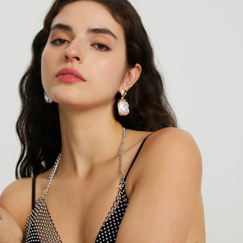 Gold Silver Baroque Pearl Dangle Earrings Vintage Pearl Dangle Drop Earrings for Women Fashion Jewelry2