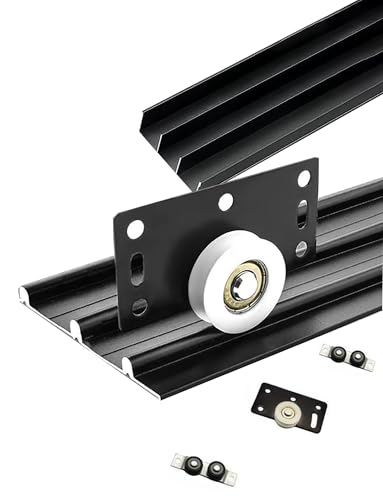 Ensemble de quincaillerie pour porte coulissante avec rail en aluminium pour portes de placard et de penderie, kit d'installation pour lisse et ili