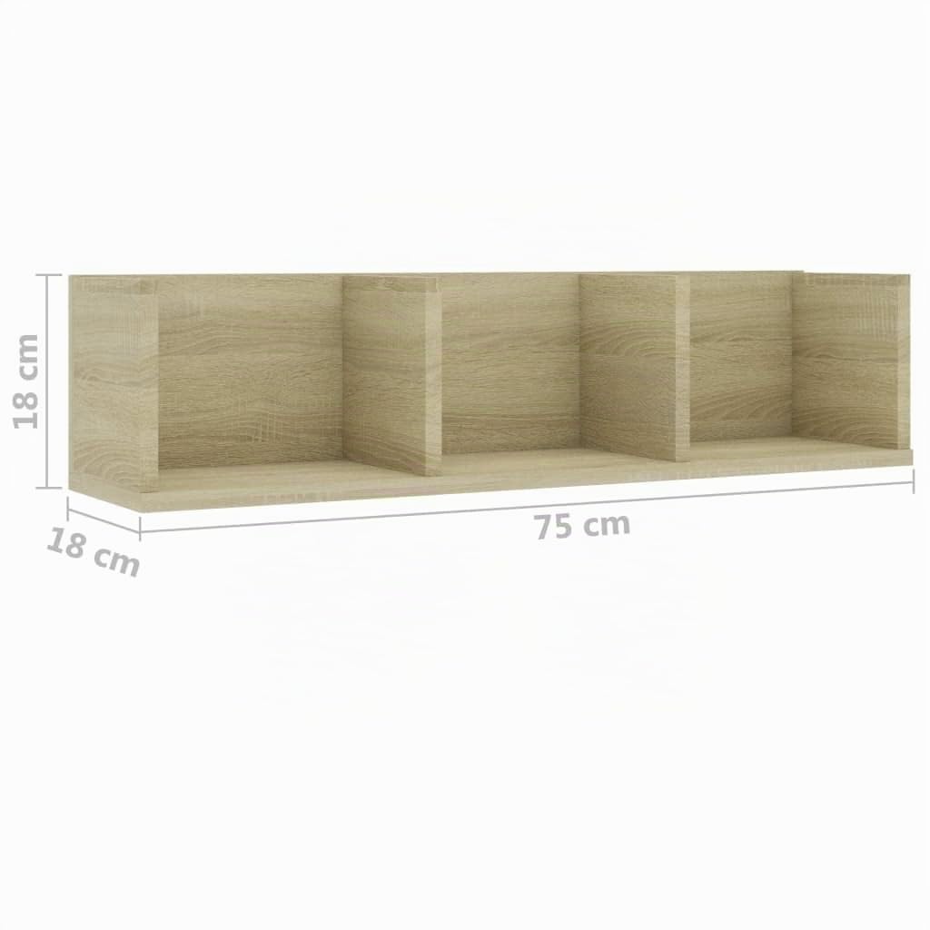 vidaXL Étagère Murale à CD Chêne Sonoma 75x18x18 cm Bois d'ingénierie