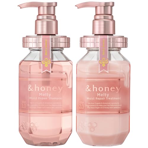 [Genuine Product] &honey Melty Moist Repair Shampoo & Conditioner Set 440mL+450g/14.87.fl.Oz+15.69Oz Sulfate-Free Moisturizing Hair Care Tame Frizz Waves