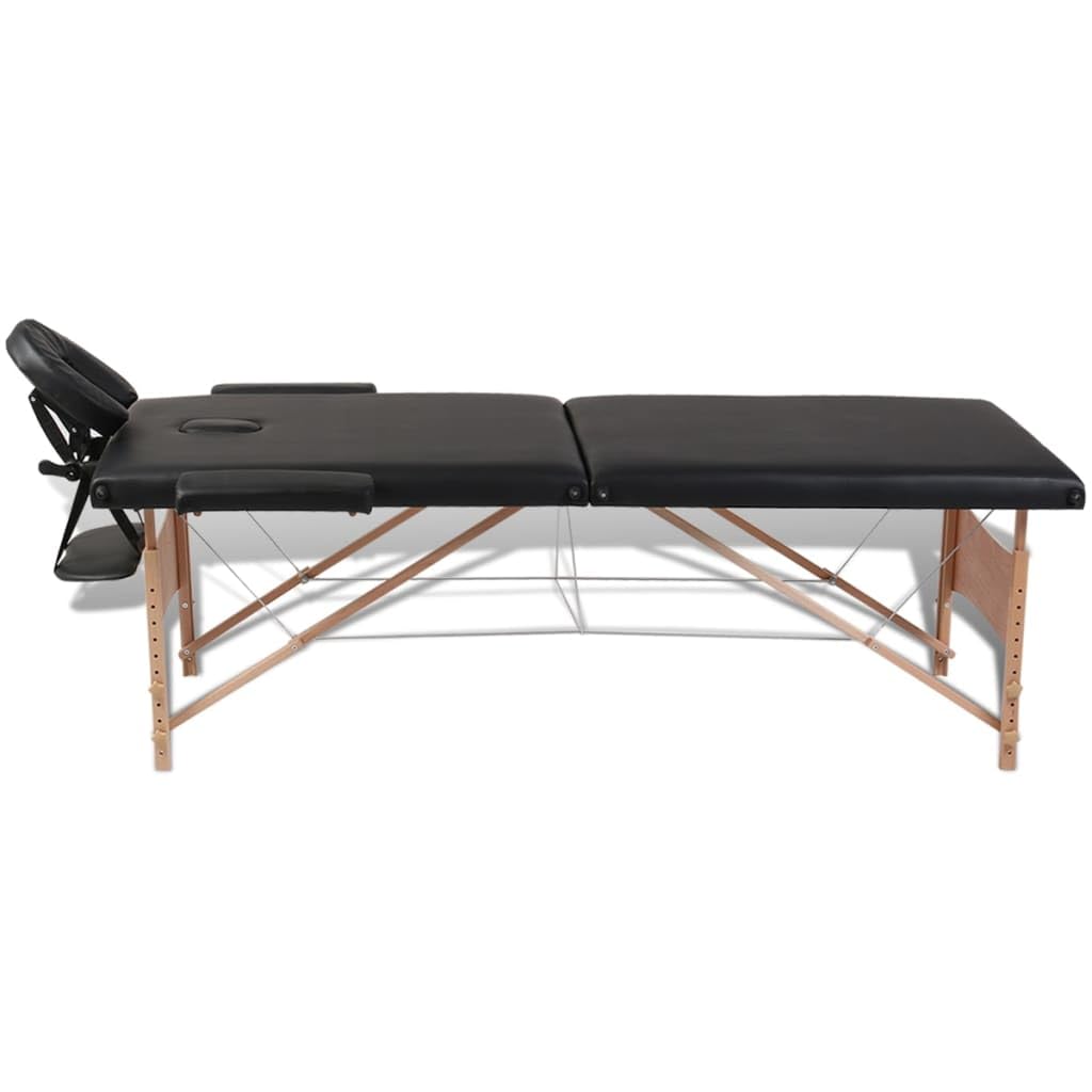 Générique Table de Massage Pliable Noir 2 Zones avec Cadre en Bois,Santé & beauté,Hygiène personnelle,Massage & Relaxation,Tables de Massage,Noir,14.9 KG,110077