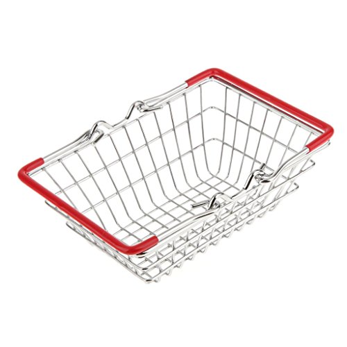 Tenlacum Mini Shopping Hand Basket Storage Basket Toys Red
