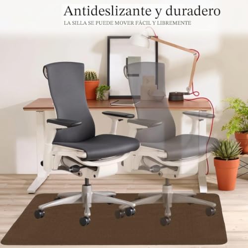 Miniatura 3 de Arthome 90x140cm Alfombra Antideslizante Para Sillas De Oficina, Protector De Suelos De Madera, Alfombra Pequeña Para Suelos De Oficinas Y Estudios Marrón
