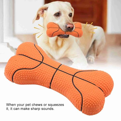 SYH&AQYE Kauspielzeug für Hunde, Quietschendes Latex Hundespielzeug aus Knochen, Schönes Weiches Kauspielzeug für Welpen Zum Apportieren und Werfen von Haustieren Beim Training (Basketball)