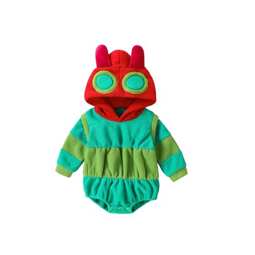 Dcohmch Baby Boy Girl Holloween Costume Cute Hungry Caterpillar Costume Hooded Romper Infant Cosplay Outfit