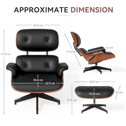 Aivermeil Relaxsessel aus Echtleder mit Fußstütze–Verstellbarer Fernsehsessel mit Liegefunktion, ergonomischem Design & Wippfunktion, Massiver Holzrahmen, Perfekt für Wohnzimmer & Büro – Bild 3