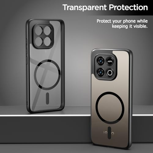 Image of Pikkme Back Cover for iQOO Neo 10 5G / Vivo Y300 GT 5G Compatible with Mag-Safe | Shockproof Design | Hard Transparent Back Case (Black Mag-Safe)