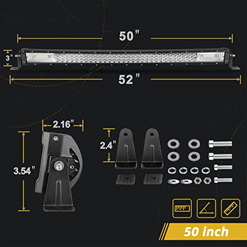 Autosaver88 50 Inch Curved Led Light Bar Triple Row, Brighter 7D 648W 64800Lm Off Road Driving Light No-Foggy Lens For Jeep Trucks Boats Atv Car Automative Light Bar #TOP1