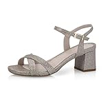brautschuhe gold blockabsatz  Fiarucci Brautschuhe Bodine - Damen, Sandalette, Rose Gold, Satin, Glitter, Riemchen, Blockabsatz, Hochzeitsschuhe Gr. 39 (UK 6)