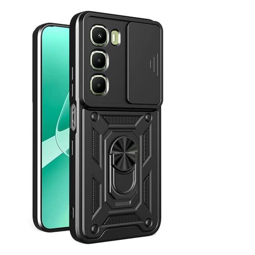 Kukoufey Compatible with Infinix Hot 60 5G Case Cover,with Slide Camera Lens Cover Compatible with Infinix Hot 60i 4G X6728 X6728B Cell Phone Protective Case Black