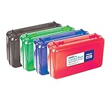 BAZIC Plastic Pencil Case Utility Storage Box, Assorted Color, Multi Purpose Organizer for Pens Pencils Student Kids School Supplies, 4-Pack