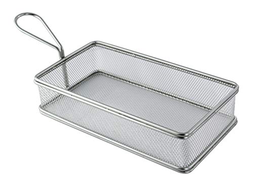 PACKNWOOD 294PANR225 - Rectangle Stainless Steel Frying Baskets - Metal Wire Frying Basket - Frying Basket with Handle - Reusable & Dishwasher Safe (8.7 x 4.7 x 2
