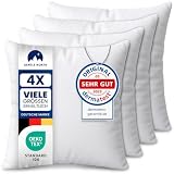 Gentle North Kopfkissen (40x40 cm groß) - 4er Set Kissen für Bett und als Dekokissen - Mit Reißverschluss für Füllung - Sofakissen - Zierkissen für Couch und Sofa - Ökotex - Waschbar bis 60° - Weiß