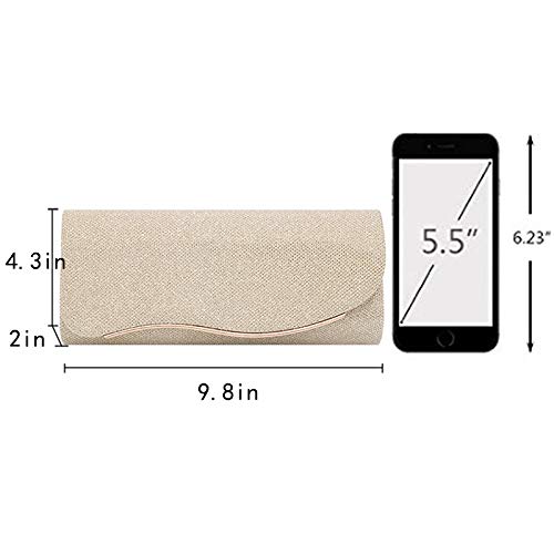 Image of Queena Womens Shiny Glitter Evening Clutch Envelope Handbag Chain Purse for Wedding Party Prom Gift for Mom Wife Girlfriend