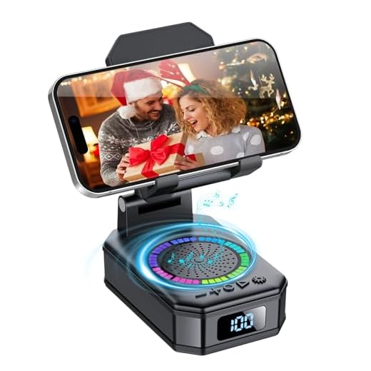 Gifts for Men Women, Cell Phone Stand with Wireless Bluetooth Speaker, Colorful LED Lights, Anti-Slip Base HD Surround Sound, Rechargeable (3000mAh), for Teens, Men, Women for Christmas