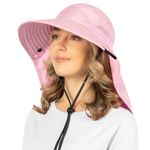 SUN CUBE Outdoor Wide Brim Hat with Neck Cover Flap Men, Women Summer Protection Hat UPF 50+ for Hiking, Fishing, Gardening Breathable, Foldable
