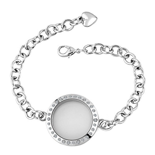 Corykeyes Glass Living Memory Link Locket Bracelet for Floating Charms (30mm Round Shaped)
