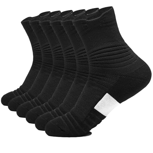 Image of 3 Pack Compression Basketball Socks Performance Cushioned Athletic Crew Sports Running Cycling Sock