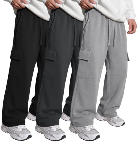 Joiceful 3 Pack Boys Cargo Sweatpants Lightweight, 3-Color, 11-12 Years