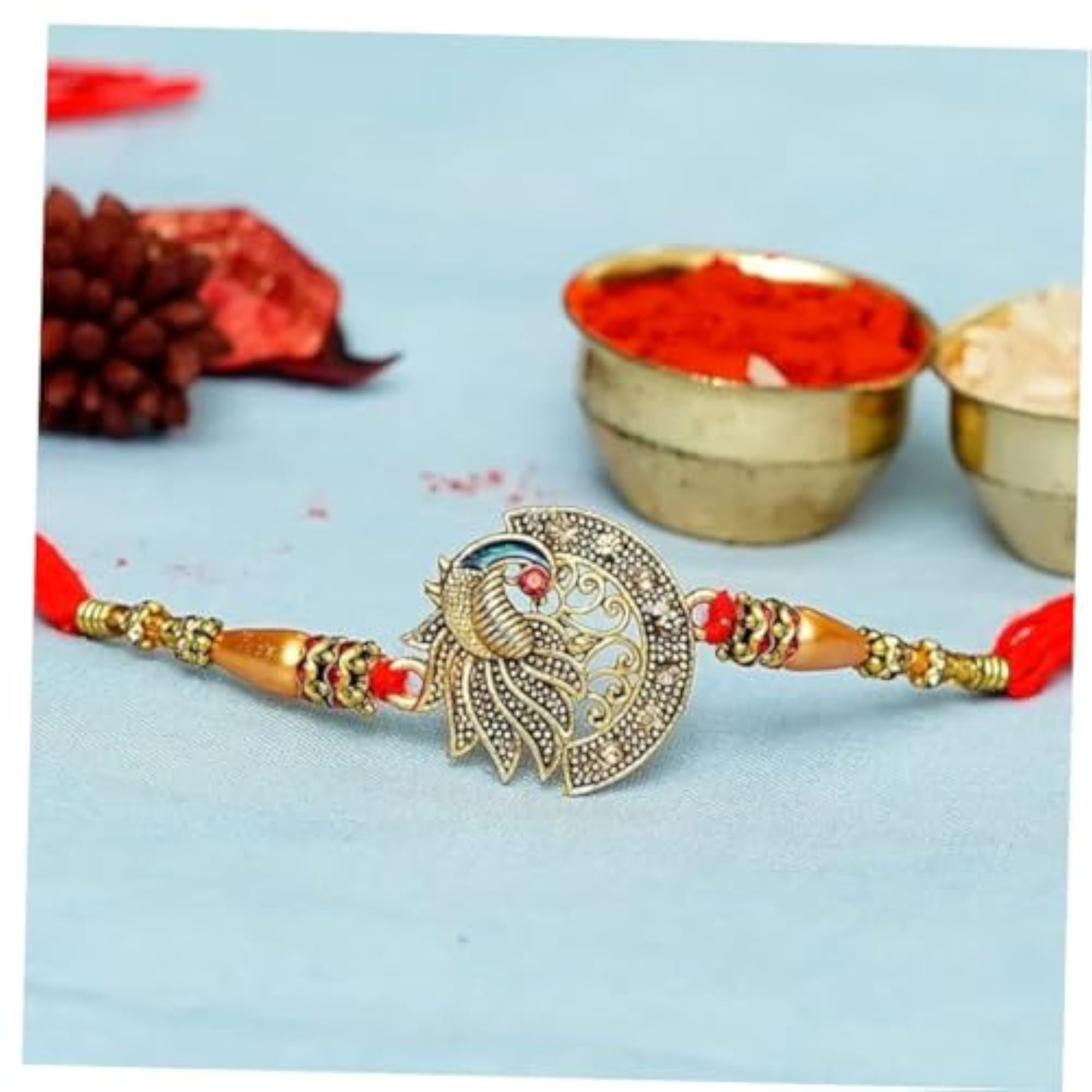 Designer Peacock Rakhi for Brother with Greeting Card