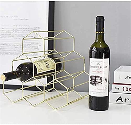 Soporte para vino metálico para 6 botellas, dorado miniatura 4