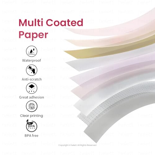 Image of Helett HE24 Compatible Label Tape - 12mm x 50mm (15 /32 inch x 1 31 /32 inch) | Direct Thermal Self-Adhesive Labels | 130 Labels Per Roll | Designed for HE24 Printer (No NFC Tag Required) | Pack of 3 Rolls