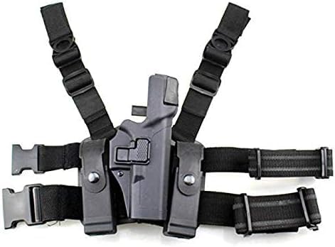 Tactical Leg Holster Right Hand Paddle Thigh Belt Level 3 Lock Duty Pistol Gun Holster w/Magazine Torch Pouch for Glock 17 19 22 23 31（2 Colors Optional）