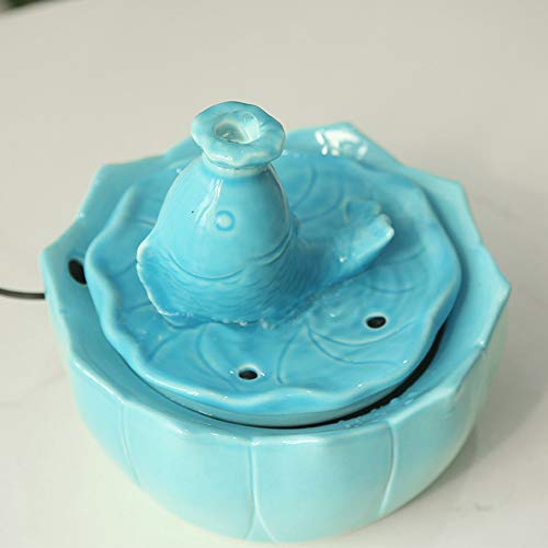 Fuente eléctrica de agua para gatos de cerámica azul miniatura 2