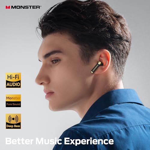 undefined Monster N-Lite 211 Wireless Earbuds, Bluetooth 6.0 Stereo Headphones with Noise-Cancelling Mic and LED Display, Built-in Mic for Clear Calls, Waterproof Design for Sports の商品画像 1