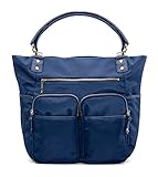 Olivia and Joy Womens Fashion Designer Handbags Zip Zoom Dual Handle Tote Shoulder Bag - Navy