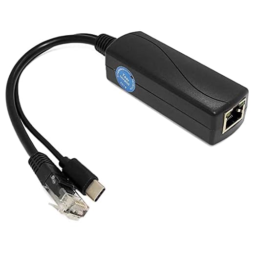 Gigabit Tipo C PoE Splitter 5V 3A, IEEE 802.3af/at Standard, 10/100/1000Mbps Power Over Ethernet Splitter con porta RJ45 e adattatore per splitter porta TypeC (TYPEC0503G nero)
