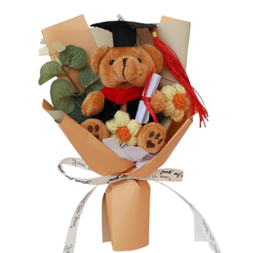 Generico Bouquet di orsi Bouquet di peluche, bouquet di fiori di orsi di laurea | Fiori all'uncinetto per laurea fatti a mano,Design in tessuto con bouquet di peluche di lunga durata per laureati
