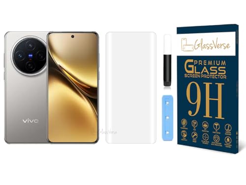 Image of GlassVerse Vivo X200 Pro UV Tempered Glass Screen Protector. Pack Of 1 | 3D Curved Edge | 9H Hardness | Full UV Glue with UV Light | Anti-Scratch | Case Friendly | HD Clear. (6.78 Inches)