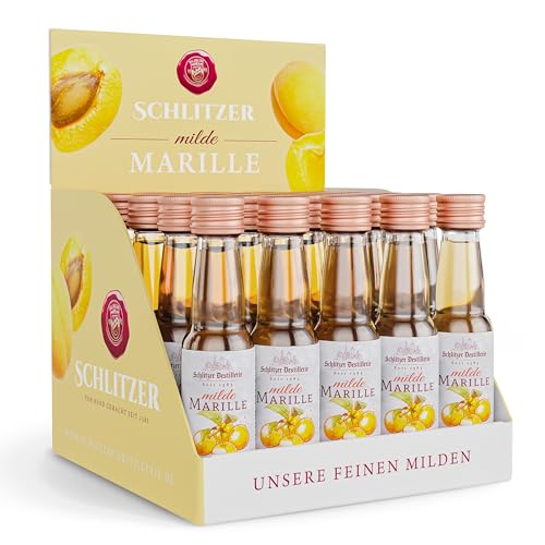 Schlitzer Milde Marille Spirituose – Handgefertigte, Authentische Marillen-Spirituose – 25 x 0,02L Minis – Perfekt zum Genießen & Verschenken