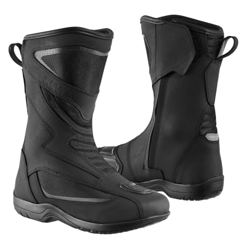 Mens Motorbike Boots Motorcycle Shoes Waterproof windproof leather boots for riders protective gear for men CE Black Boots (Black UK 9 UK Footwear Size System Adult Men Numeric Medium 9)