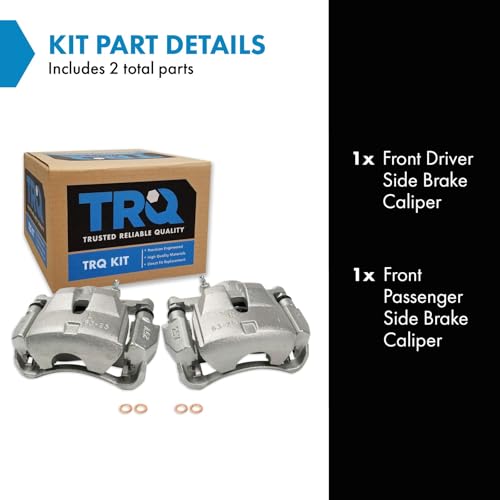 Image of TRQ Front Left and Right Brake Caliper Set Caliper Brackets Hardware Compatible with 06-08 Toyota RAV4 L4 2.4L 09-10 RAV4 L4 2.5L 2012 RAV4 L4 2.5L 17-18 RAV4 LE excluding Japan Built Models