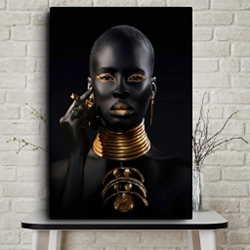 Affiches et Impression Toile Art Africain Femme Noir Or Décoration Murale Salon