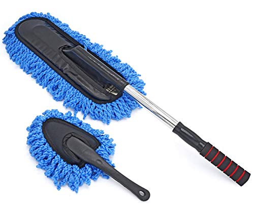 Octubre Elf Microfibra Coche Duster Brush Kit Exterior Limpiador Interior Coche mopa con Mango Extensible