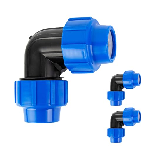 PE Pipe 32 mm Screw Connection PP Fitting Angle L-Piece: Pipe Connector for Changing Direction of The Installation Pipe, Quick and Easy Connection Technology
