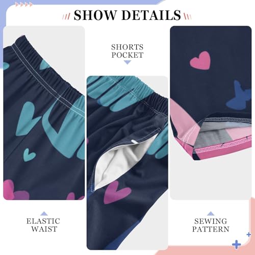 Colorful Cat Love Boys Long Pants Soft Trousers Elastic Waist Kids Lounge Bottoms with Pockets S-XL4