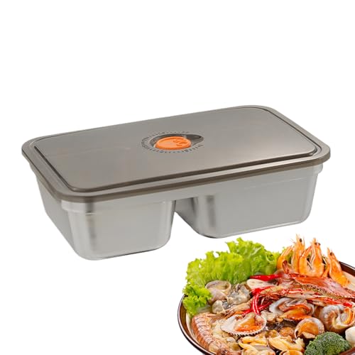 Ruwshuuk Contenedores De Alimentos De Acero Inoxidable | Recipiente Para Comida Con 2 Compartimentos | Reutilizable Y Portátil Para Comidas Senderismo Acampada Picnic Trabajo Escuela Gimnasio