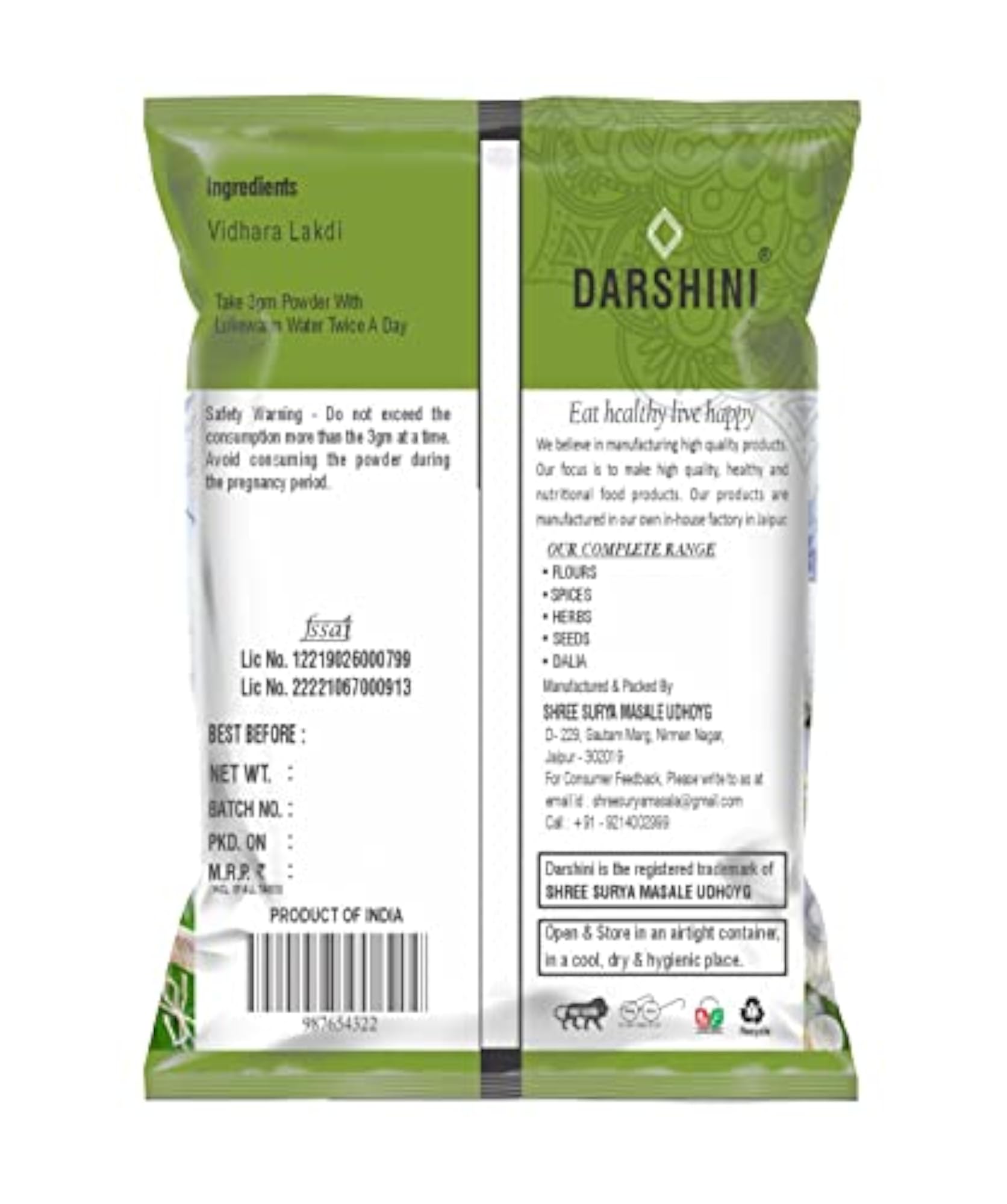 Darshini Vidhara Powder Pack of 2, 400g Total