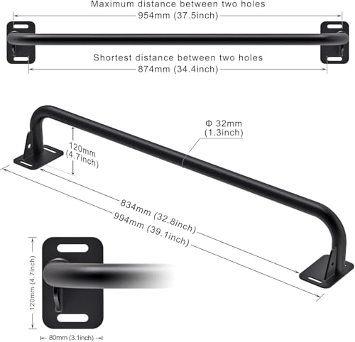 Image of TYB 2PCS Wall Mount Doorway Pull Up Bar, Heavy Duty Strength Training Chin Up Bars, Door Frame Pull-Up Bars Ceiling Wall Mounted, Thick steel Sturdy Hanging Pull-up Bar for Home Gym Workout (Black, Wall Mount)