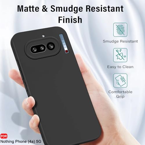 Image of TheGiftKart Liquid Silicon Back Cover Case for Nothing Phone 4a 5G | Total Camera Protection | Micro-Fibre Lining Inside | Shockproof Back Cover Case for Nothing Phone 4a 5G (Silicone, Black)