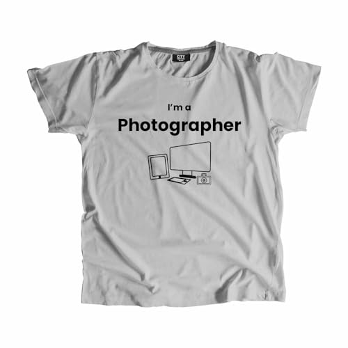 T-shirt photographe mixte gris vêtements hauts mode appareil photo