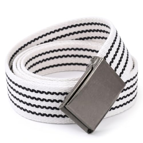 Image of Mile High Life Canvas Web Belt | Cut to Fit Up to 52 inch | Flip-Top Matte Silver Nickel Buckle 12 Colors
